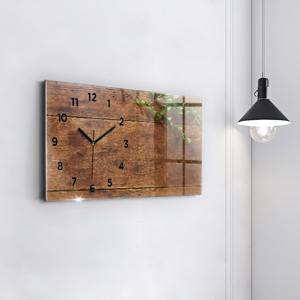 Glass wall clock rectangular Rustic Wood