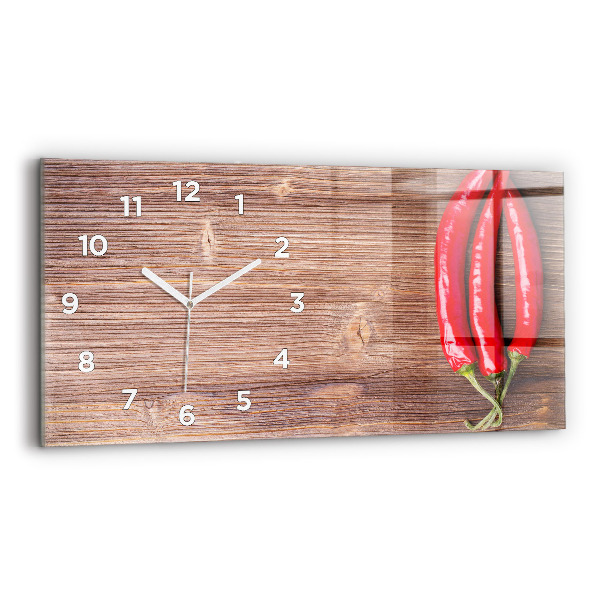 Glass wall clock rectangular Peppers