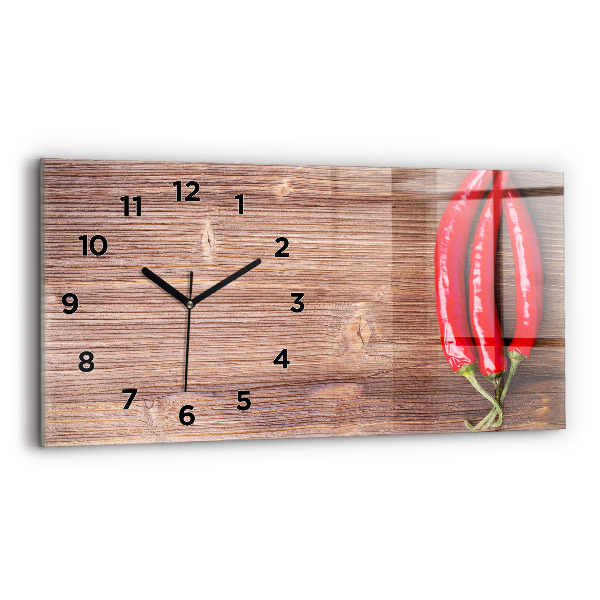 Glass wall clock rectangular Peppers