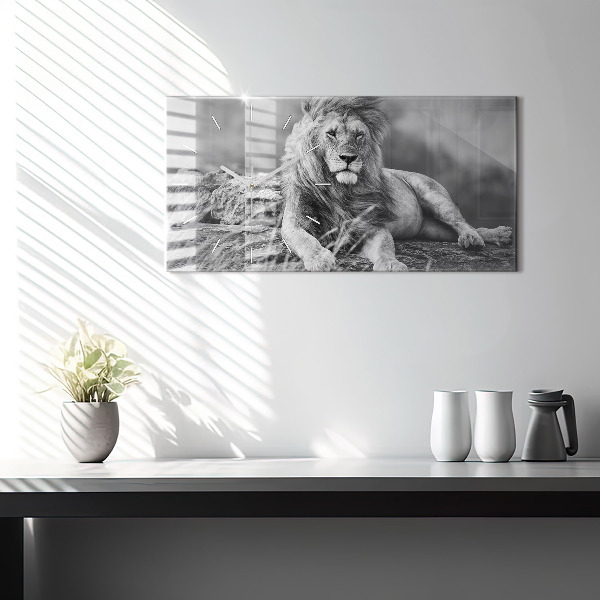 Glass wall clock rectangular Abstraction - Lion