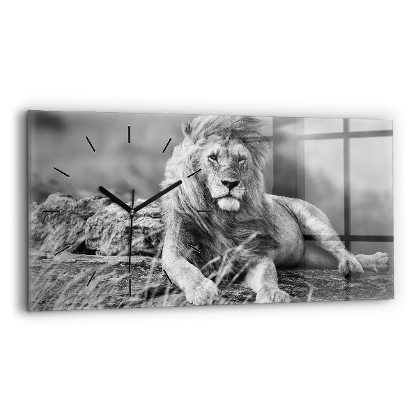 Glass wall clock rectangular Abstraction - Lion