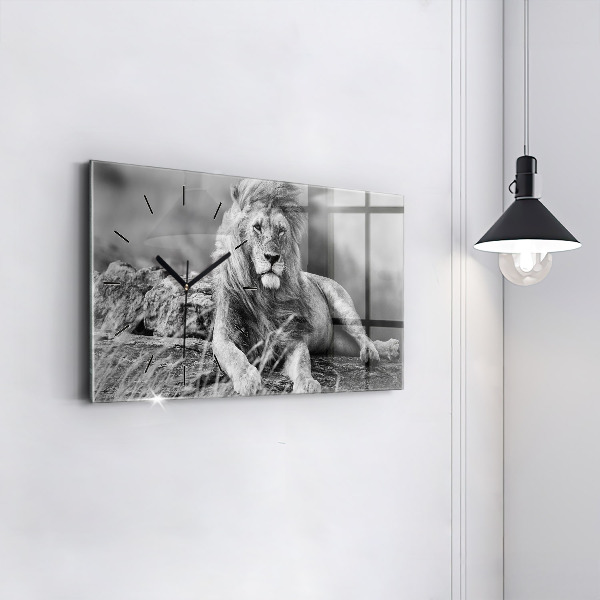 Glass wall clock rectangular Abstraction - Lion