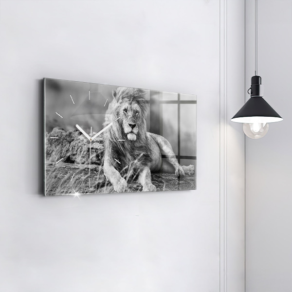 Glass wall clock rectangular Abstraction - Lion