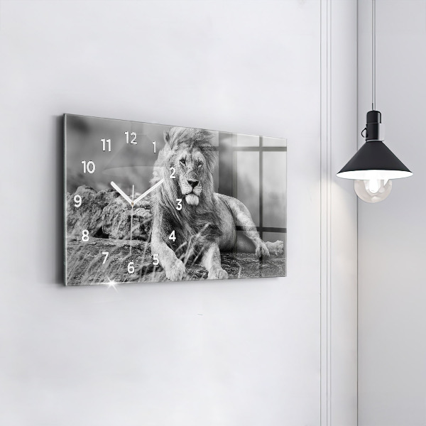 Glass wall clock rectangular Abstraction - Lion