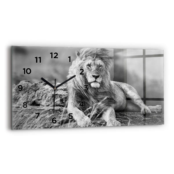 Glass wall clock rectangular Abstraction - Lion