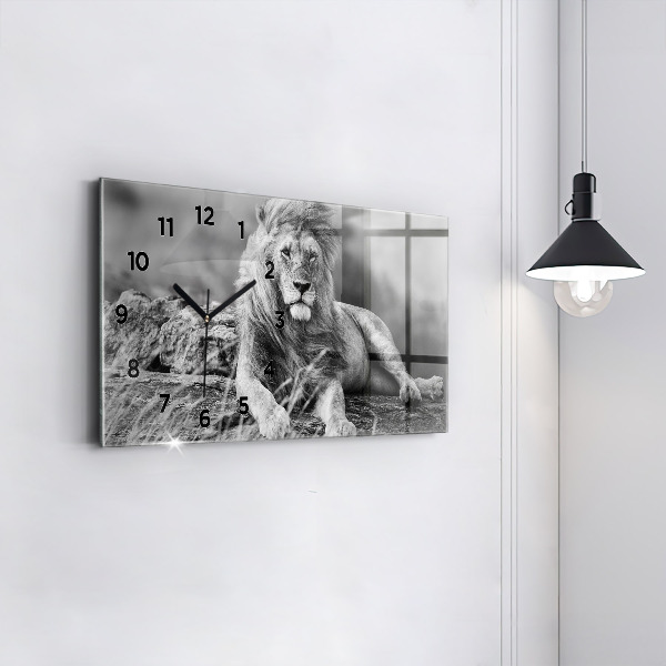Glass wall clock rectangular Abstraction - Lion