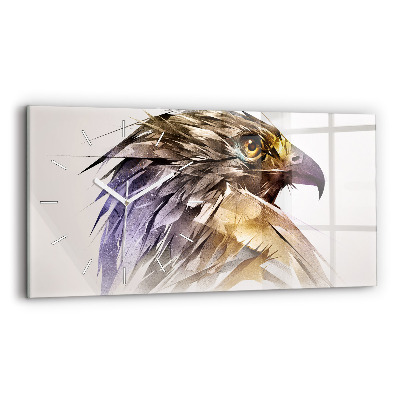 Glass wall clock rectangular Bird of Predation