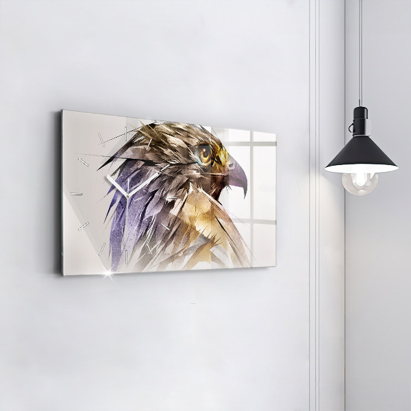 Glass wall clock rectangular Bird of Predation