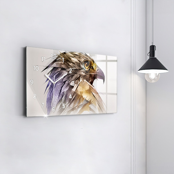 Glass wall clock rectangular Bird of Predation