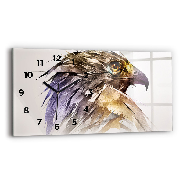 Glass wall clock rectangular Bird of Predation