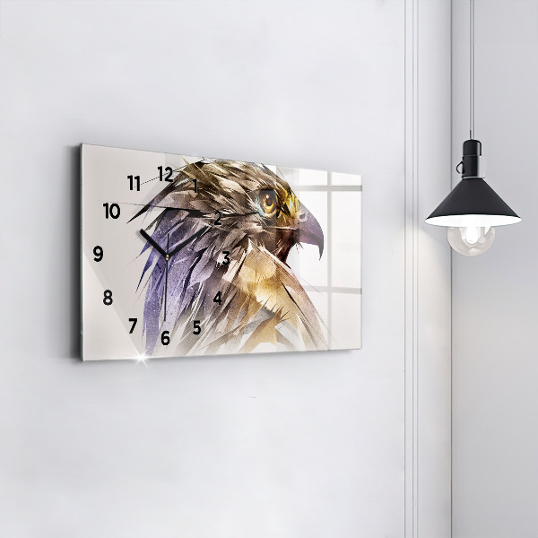 Glass wall clock rectangular Bird of Predation