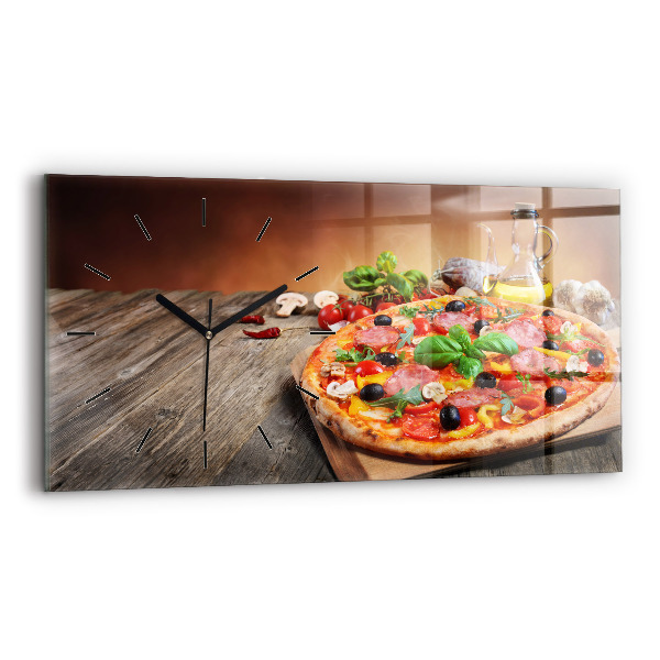 Glass wall clock rectangular The Culinary Heart of Italy