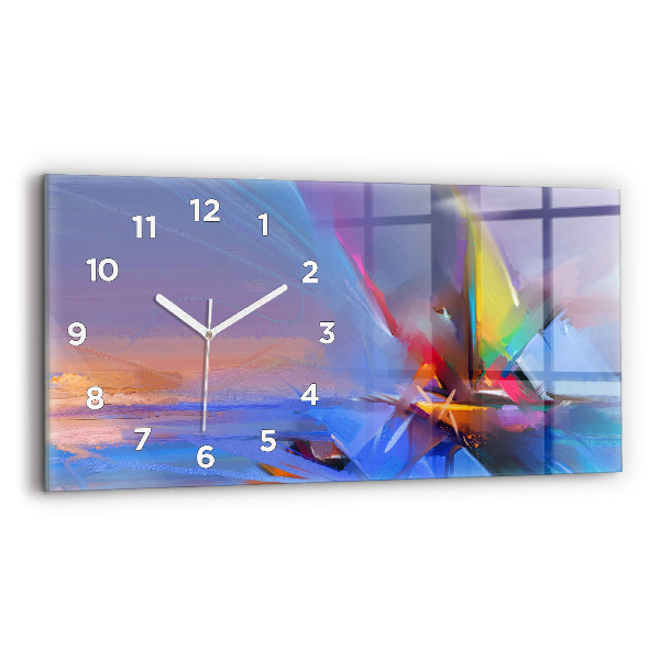 Glass wall clock rectangular Seascape