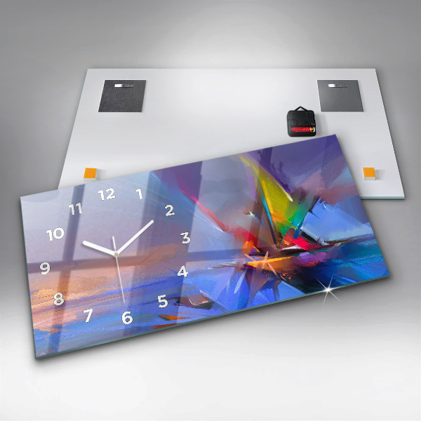 Glass wall clock rectangular Seascape