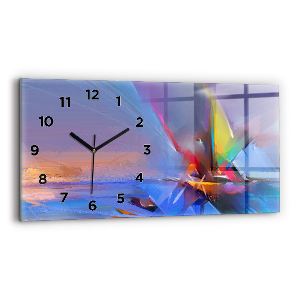 Glass wall clock rectangular Seascape