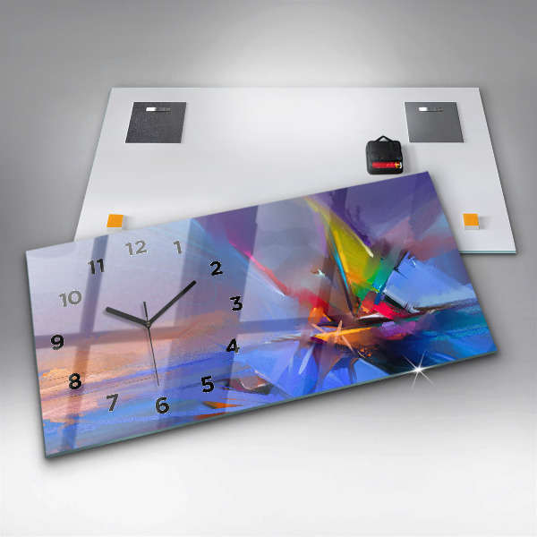 Glass wall clock rectangular Seascape