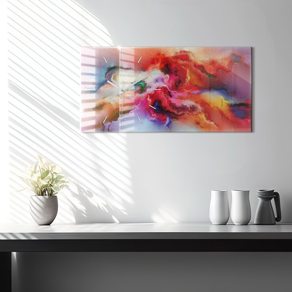 Glass wall clock rectangular Spilled paint