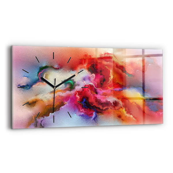Glass wall clock rectangular Spilled paint