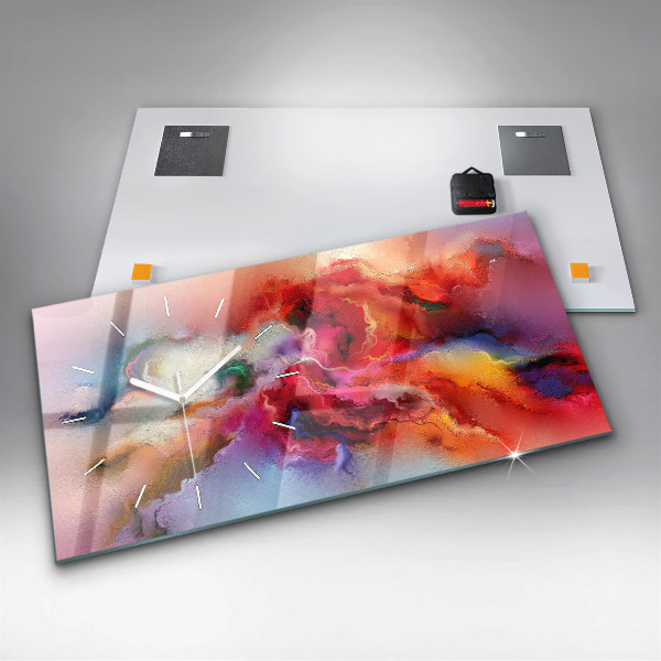 Glass wall clock rectangular Spilled paint