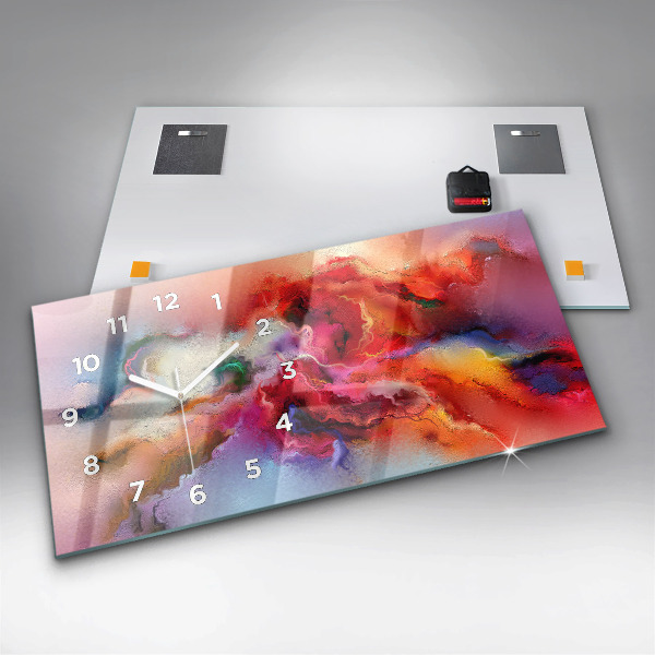 Glass wall clock rectangular Spilled paint