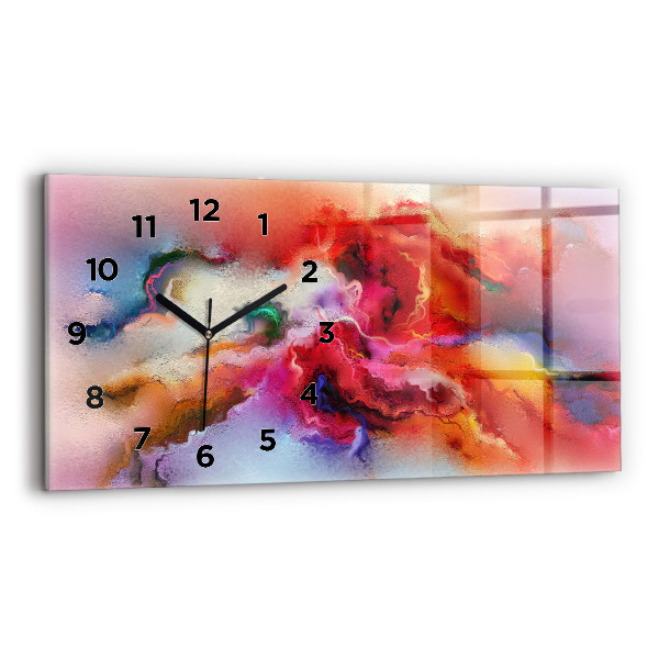 Glass wall clock rectangular Spilled paint