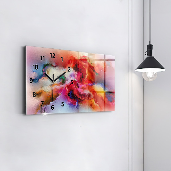Glass wall clock rectangular Spilled paint