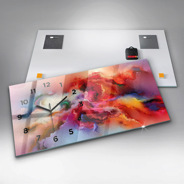 Glass wall clock rectangular Spilled paint
