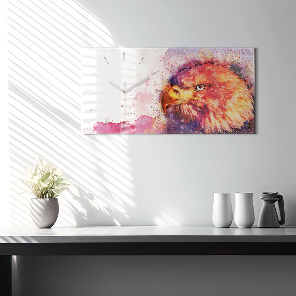 Glass wall clock rectangular Watercolor eagle background
