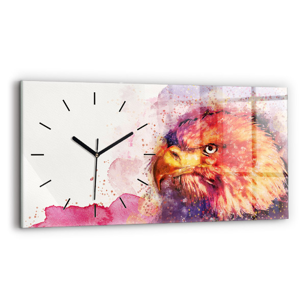 Glass wall clock rectangular Watercolor eagle background