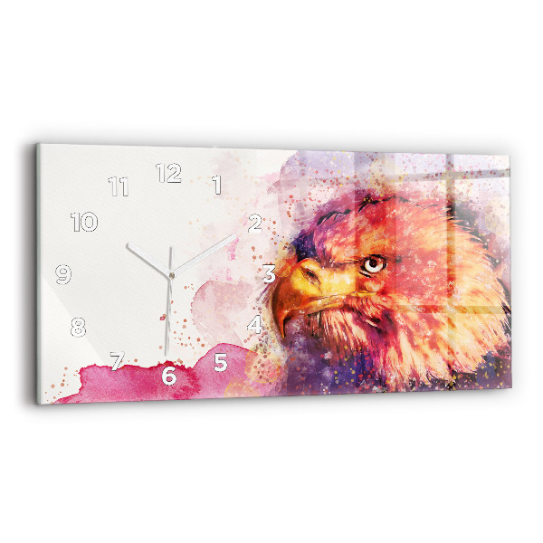Glass wall clock rectangular Watercolor eagle background