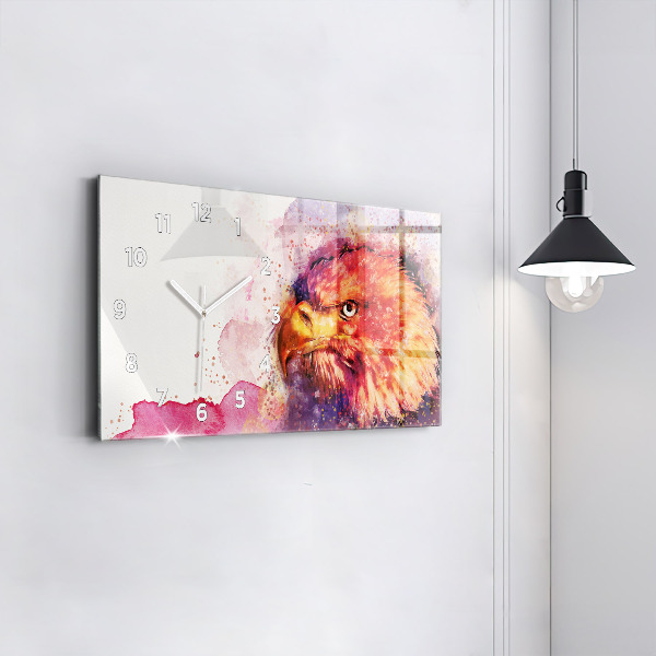 Glass wall clock rectangular Watercolor eagle background
