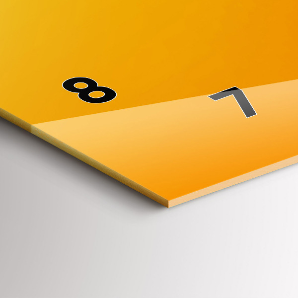 Glass wall clock rectangular Orange