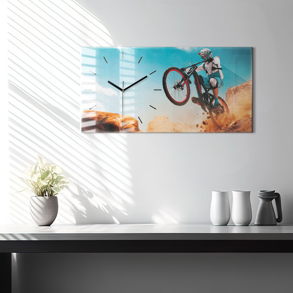 Glass wall clock rectangular Stuntman and adrenaline