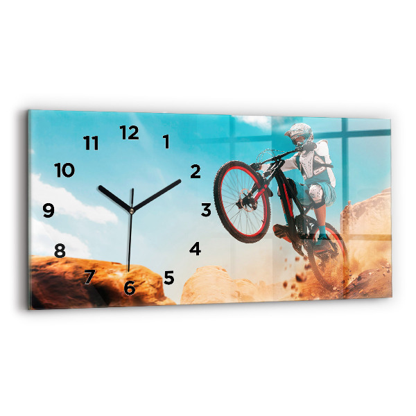 Glass wall clock rectangular Stuntman and adrenaline