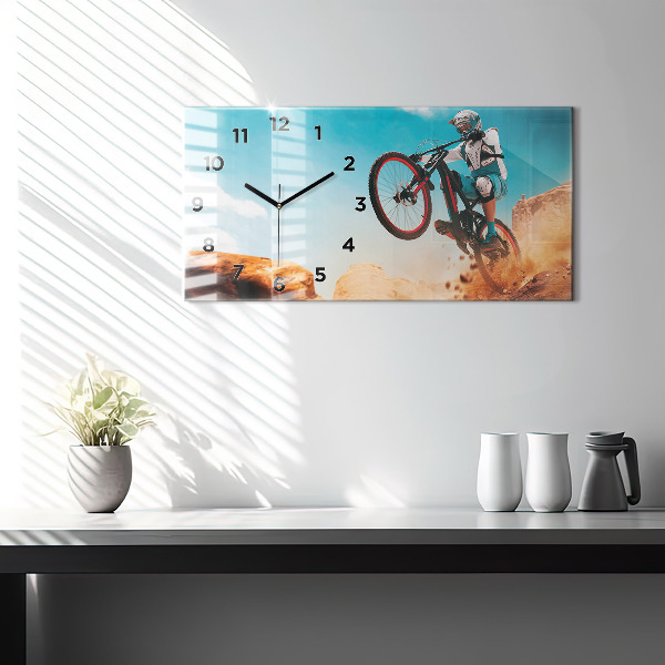 Glass wall clock rectangular Stuntman and adrenaline