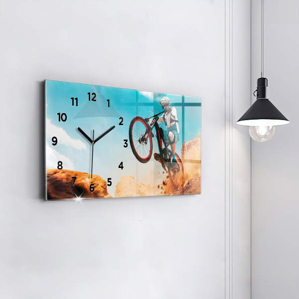 Glass wall clock rectangular Stuntman and adrenaline