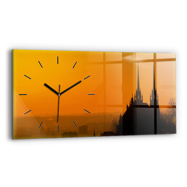 Glass wall clock rectangular View of the Brno Cathedral