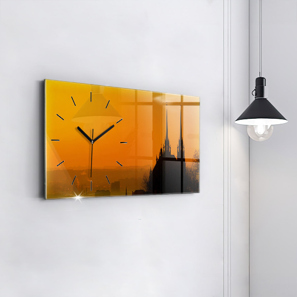 Glass wall clock rectangular View of the Brno Cathedral