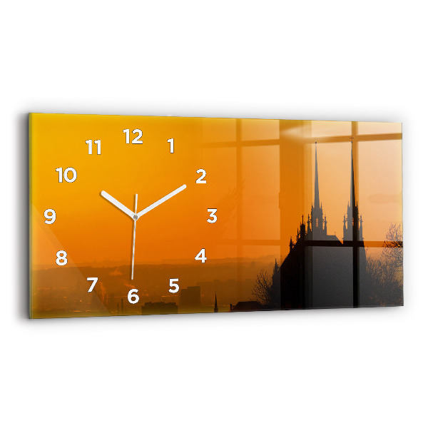 Glass wall clock rectangular View of the Brno Cathedral
