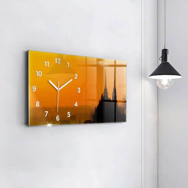 Glass wall clock rectangular View of the Brno Cathedral