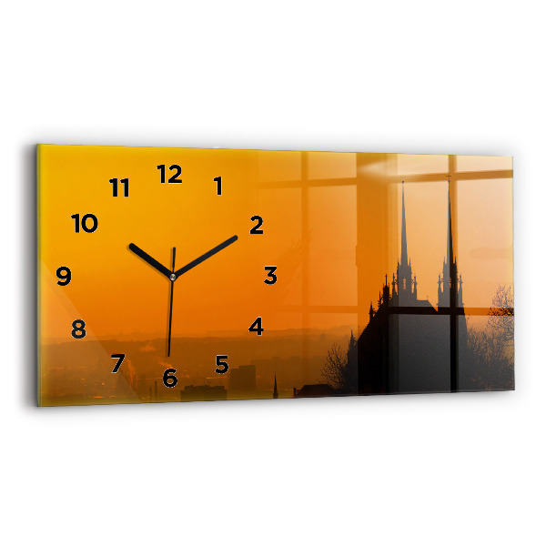 Glass wall clock rectangular View of the Brno Cathedral