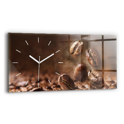 Glass wall clock rectangular Coffee beans