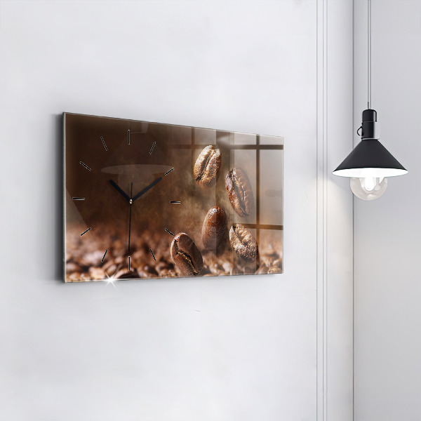 Glass wall clock rectangular Coffee beans