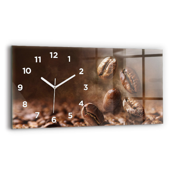 Glass wall clock rectangular Coffee beans