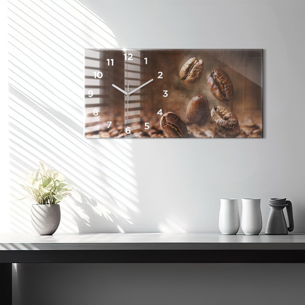 Glass wall clock rectangular Coffee beans