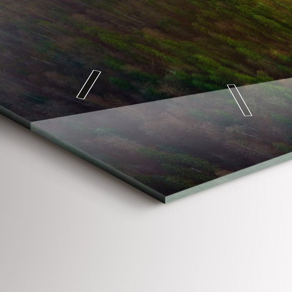 Glass wall clock rectangular Sunset over the mountains