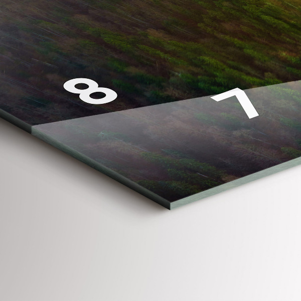 Glass wall clock rectangular Sunset over the mountains