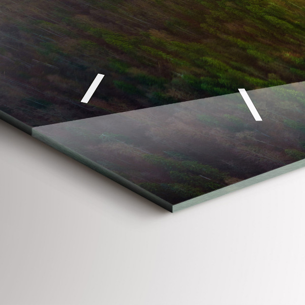 Glass wall clock rectangular Sunset over the mountains