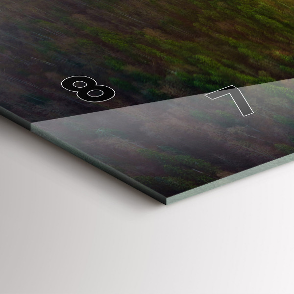 Glass wall clock rectangular Sunset over the mountains