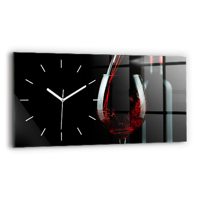 Glass wall clock rectangular A bottle of wine